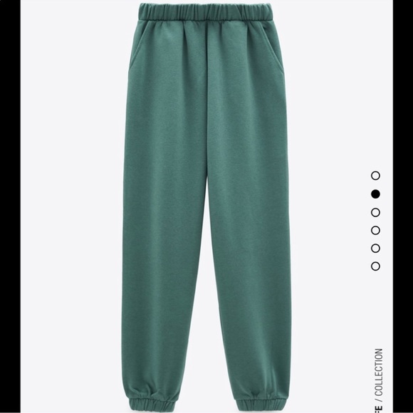 Zara Green Cuffed Sweatpants with Pockets - Picture 1 of 5